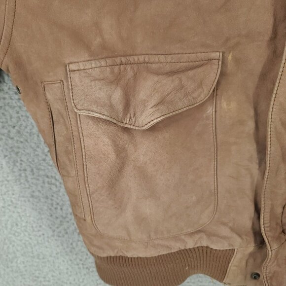 International Leather Collection Jacket Mens Medium Brown Bomber Full Zip - Picture 2 of 13